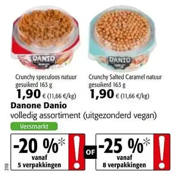 Colruyt Danone danio volledig assortiment 163g aanbieding