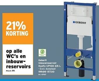 GAMMA Geberit inbouwreservoir duofix up100 3-6 l aanbieding