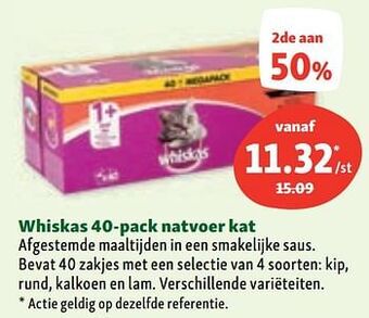 Maxi Zoo Whiskas 40-pack natvoer kat aanbieding