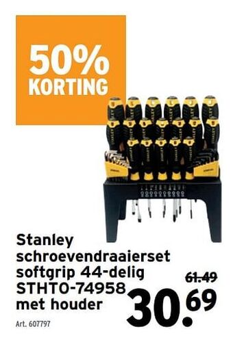 GAMMA Stanley schroevendraaierset softgrip 44-delig stht0-74958 met houder aanbieding