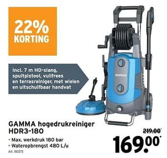 GAMMA Gamma hogedrukreiniger hdr3-180 aanbieding