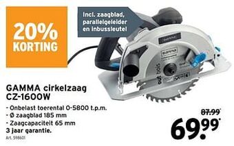 GAMMA Gamma cirkelzaag cz-1600w aanbieding