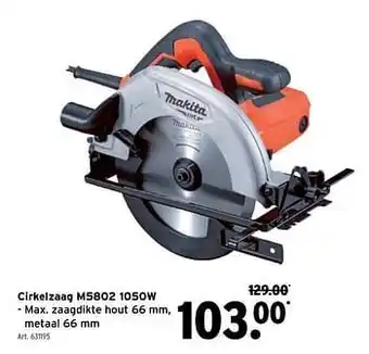 GAMMA Makita cirkelzaag m5802 1050w aanbieding