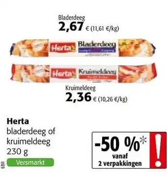 Colruyt Herta bladerdeeg of kruimeldeeg 230g aanbieding