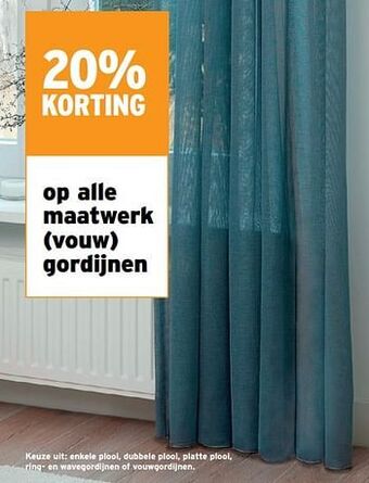 GAMMA 20% korting op alle maatwerk vouw gordijnen aanbieding