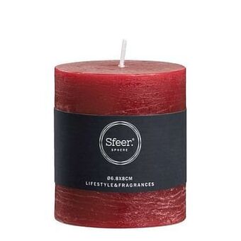 Leen Bakker Sfeer stompkaars Rustiek - rood - 8xØ6,8 cm - Leen Bakker aanbieding
