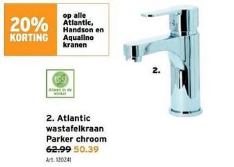 Atlantic wastafelkraan parker chroom