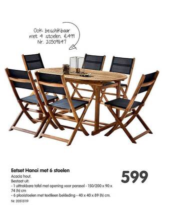 Fun Eetset Hanoi Met 6 Stoelen aanbieding