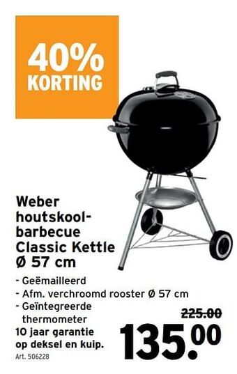 GAMMA Weber houtskoolbarbecue classic kettle aanbieding