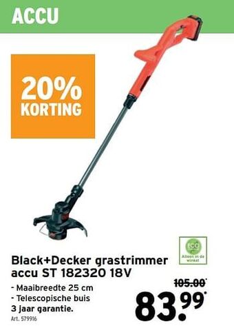 GAMMA Black+decker grastrimmer accu st 182320 18v aanbieding