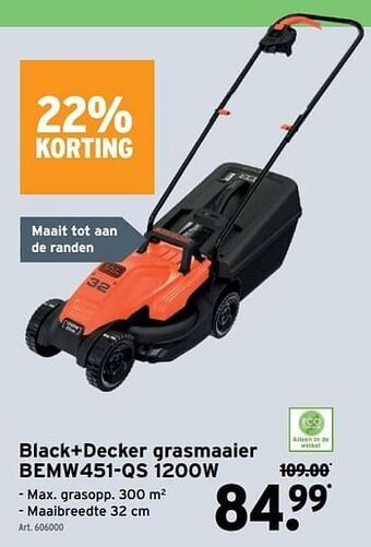 GAMMA Black+decker grasmaaier bemw451-qs 1200w aanbieding
