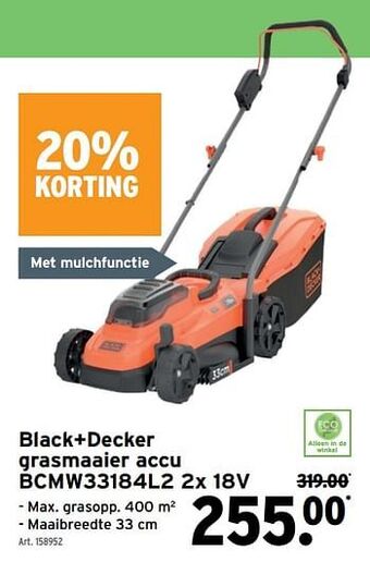 GAMMA Black+decker grasmaaier accu bcmw33184l2 2x 18v aanbieding
