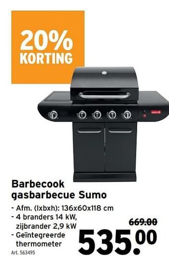 GAMMA Barbecook gasbarbecue sumo aanbieding