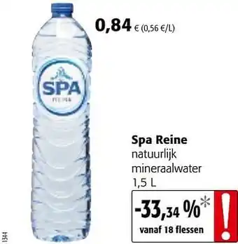 Colruyt Spa reine natuurlijk mineraalwater 1,5 l aanbieding