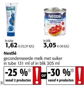 Colruyt Nestlé gecondenseerde melk met suiker in tube 131 ml in blik 305 ml aanbieding