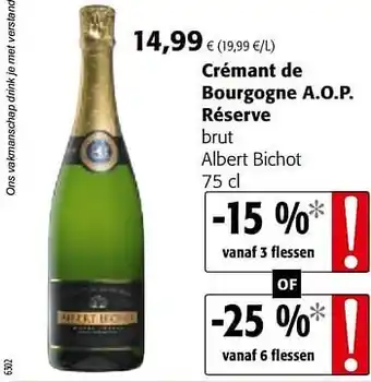 Colruyt Crémant de bourgogne a.o.p. réserve brut albert bichot 75 cl aanbieding