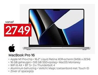 Selexion Apple macbook pro 16 aanbieding