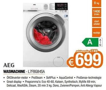 Expert Aeg wasmachine - l7fbg84sa aanbieding