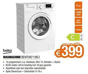 Expert Beko wasmachine bewtv8711bc1 aanbieding