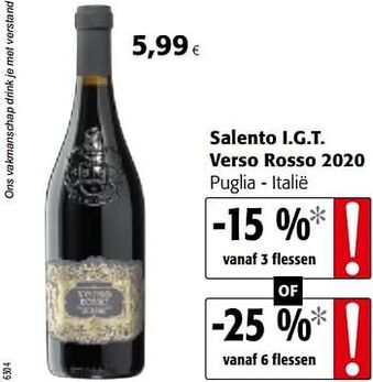 Colruyt Salento i.g.t. verso rosso 2020 puglia - italië aanbieding