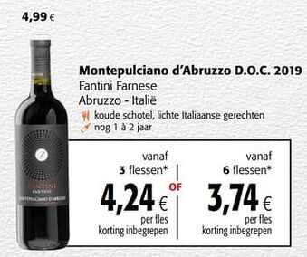 Montepulciano d`abruzzo d.o.c. 2019 fantini farnese abruzzo - italië