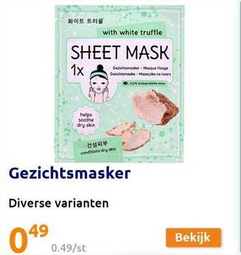 Action Gezichtsmasker aanbieding