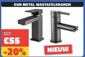 Gun Metal Wastafelkranen