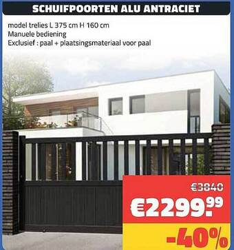 Bouwcenter Frans Vlaeminck Schuifpoorten Alu Antraciet aanbieding