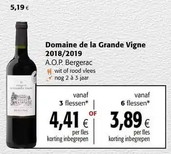 Colruyt Domaine de la grande vigne 2018-2019 a.o.p. bergerac aanbieding