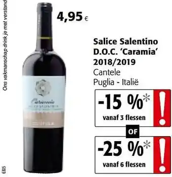Colruyt Salice salentino d.o.c. `caramia` 2018-2019 cantele puglia - italië aanbieding
