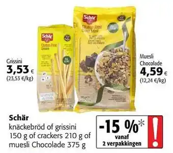 Colruyt Schär knäckebröd of grissini 150 g aanbieding