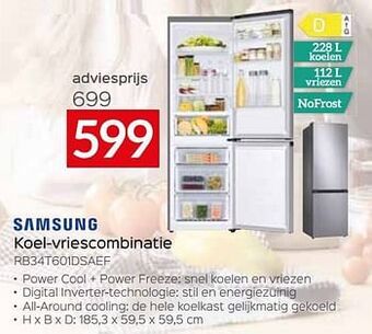 Selexion Samsung koel-vriescombinatie rb34t601dsaef aanbieding