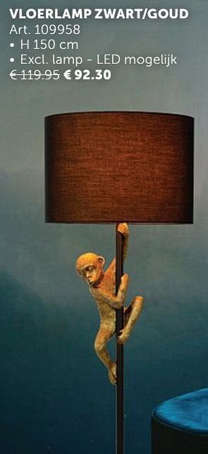 Vloerlamp zwart-goud