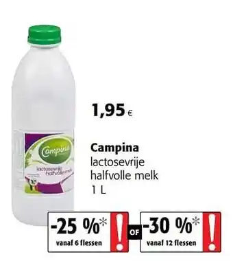 Colruyt Campina lactosevrije halfvolle melk 1 l aanbieding