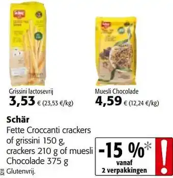 Colruyt Schär muesli chocolade 375 g aanbieding