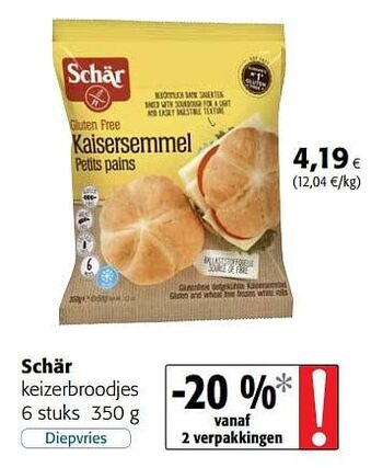 Colruyt Schär keizerbroodjes 350 g aanbieding