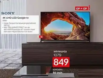Selexion Sony 4k uhd led google tv kd50x89j aanbieding