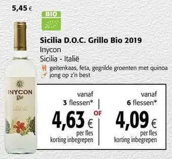 Colruyt Sicilia d.o.c. grillo bio 2019 inycon sicilia - italië aanbieding