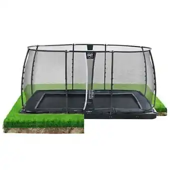 Brico Exit in-ground trampoline Dynamic met veiligheidsnet 244x427cm zwart aanbieding