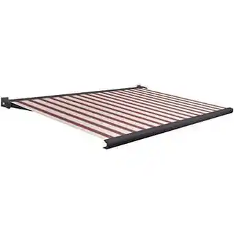 Brico Domasol zonnetent elektrisch met afstandsbediening ’Factor 20-A’ rood/witte smalle strepen 550 x 250 cm aanbieding