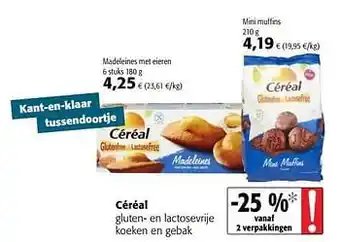Colruyt Céréal gluten- en lactosevrije koeken en gebak 180 g aanbieding