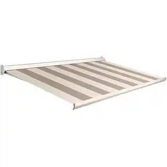 Brico Domasol zonnetent elektrisch ’Factor 10-C’ beige/wit brede strepen 400 x 250 cm aanbieding