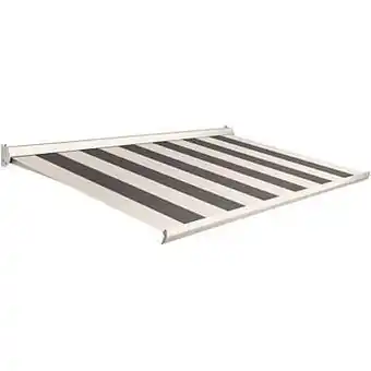Brico Domasol zonnetent manueel ’Factor 10-C’ grijs/wit brede strepen 400 x 250 cm aanbieding