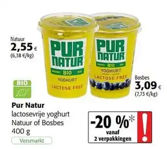 Colruyt Pur natur bosbes 400 g aanbieding