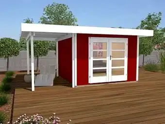 Brico Weka tuinhuis met overkapping 126 Type A GR2 rood 300x500cm aanbieding