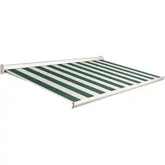 Brico Domasol zonnetent manueel ’Factor 10-C’ groen/witte strepen 450 x 250 cm aanbieding