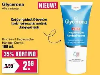 Glycerona 2-in-1 hygiënische handgel-crème