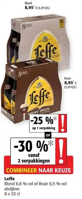 Colruyt Leffe blond of bruin abdijbier 8 x 33 cl aanbieding