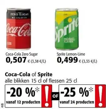 Colruyt Coca-cola of sprite 15 cl aanbieding