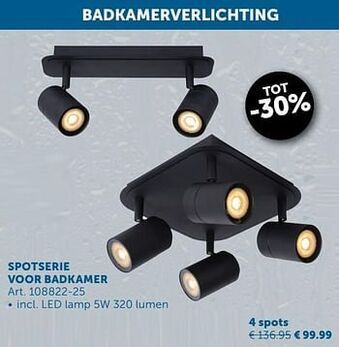 Zelfbouwmarkt Spotserie voor badkamer 4 spots aanbieding